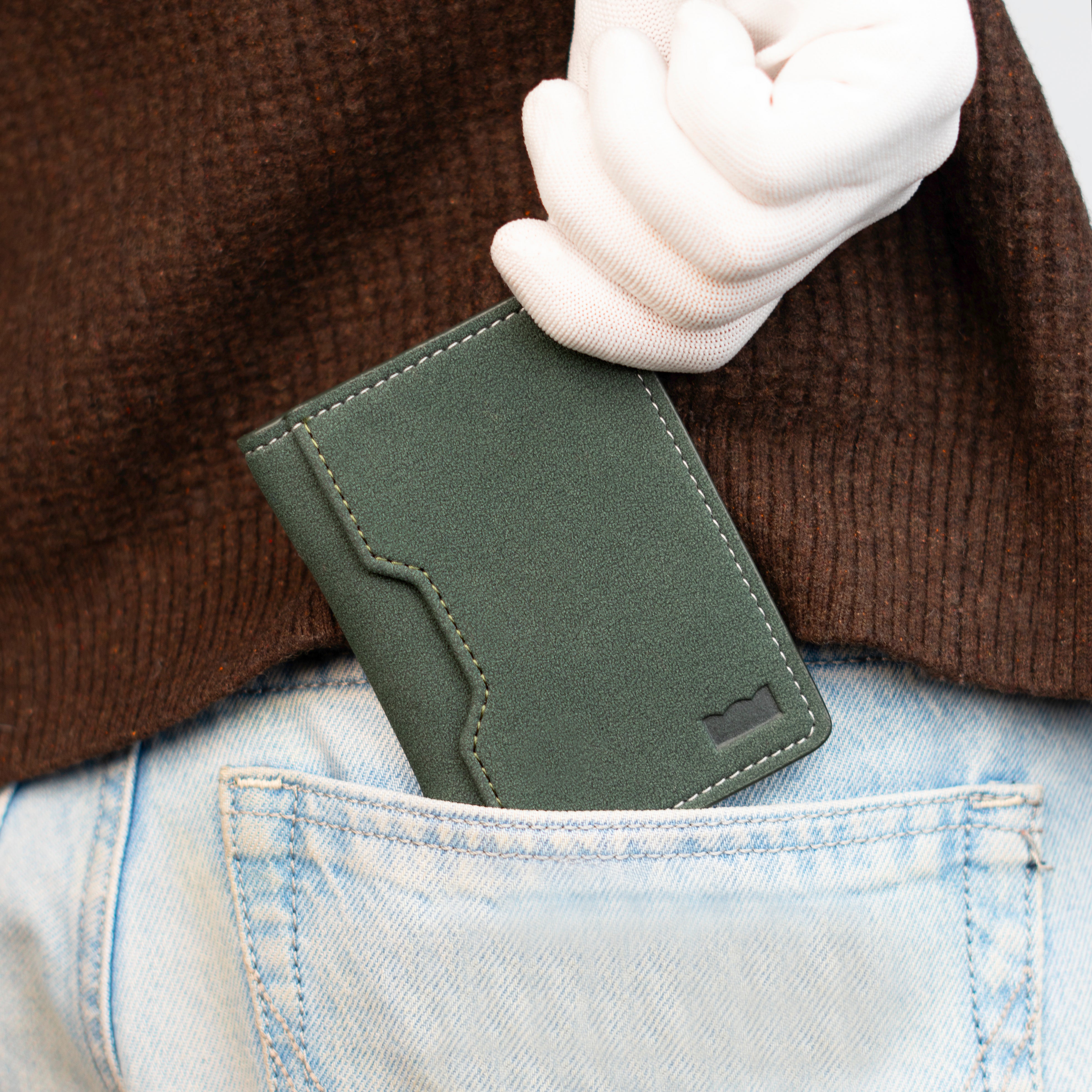 British Green Suede Wallet